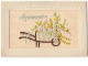 N°7456 - Carte Brodée - Anniversaire - Brouette Fleurie - Ricamate
