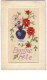 N°7408 - Carte Brodée - Bonne Fête - Vase Avec Des Fleurs Roses Et Rouges - Embroidered