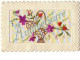 N°7410 - Carte Brodée - Anniversaire - Panier De Fleurs - Ricamate