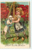 N°6379 - Carte Gaufrée - Best Easter Wishes - Filette Dansant Avec Un Mouton - Pâques