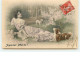 N°11531 - Carte Fantaisie - MM Vienne N°446 - Joyeuses Paques - Femme Allongée Avec Son Chien - Pâques