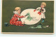 N°17188 - Carte Gaufrée - A Joyful Easter - Enfants Peignant Un Oeuf - Pascua