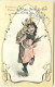 N°13691 - Carte Fantaisie - Fröhliche Ostern - Fillette Et Lapin - Décor Art Nouveau - Pâques