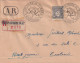 LETTRE 9 DEC 1944. RECOMMANDE PERPIGNAN. AR. ARC DE TRIOMPHE 5Fr N° 628 SEUL. POUR TOULOUSE - Storia Postale