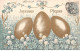 Pâques - N°84068 - Joyeuses Pâques - Oeufs Sur Des Brins De Muguets - Carte Gaufrée - Pascua