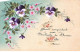 Fantaisie - N°83574 - Ces Fleurs Emportent Mes Souhaits De Bonne Fête - Pensées - Carte Peinte à La Main - Other & Unclassified