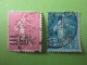 2 Timbres Marianne "Semeuse" - Perforé - Oblitéré - SM - SMC - Usados