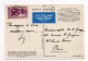 !!! CARTE AIR FRANCE DE 1939, DU SENEGAL POUR PARIS - 1927-1959 Cartas & Documentos