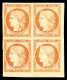 * N°5g, 40c Orange, Impression De 1862 En Bloc De Quatre Cdf, 1 Exemplaire **, Très Frais. TTB (signé/Certificat)  Quali - 1849-1850 Ceres