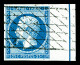 O N°15b, 25c Bleu Bord De Feuille Avec Filet D'encadrement, Obl Grille Sans Fin, SUPERBE (signé/certificat)  Qualité: Ob - 1853-1860 Napoleon III