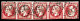 O N°17Bc, 80c Rose, Tête-bêche Tenant à Normaux En Bande De 5 Oblitération Losange GC 3219 De Rouen (Seine-Maritime), Qu - 1849-1876: Klassik