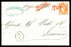 O N°23, 1865, 40c Empire Dentelé Sur Lettre De Marseille à Destination De LIVOURNE Obl 'FRANCIA VIA DE MARE' EN ROUGE, S - 1849-1876: Klassik