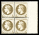 ** N°27B, 4c Gris Type II En Bloc De Quatre Bord De Feuille Latéral, Fraîcheur Postale, TTB (certificat)  Qualité: ** - 1863-1870 Napoleon III With Laurels