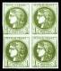 ** N°39B, 1c Olive Rep 2, Bloc De Quatre Avec Variété 'B' Et Cadre Supérieur Brisé, Fraîcheur Postale. SUP (certificats) - 1870 Ausgabe Bordeaux