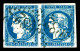 O N°44Aa, 20c Bleu Foncé Type I Report 1 En Paire Obl GC 5082, SUPERBE (signé Calves/Brun/certificat)  Qualité: Oblitéré - 1870 Bordeaux Printing