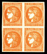 ** N°48, 40c Orange En Bloc De Quatre (2ex*), Jolie Pièce, FRAÎCHEUR POSTALE, SUP (signé/certificats)  Qualité: ** - 1870 Ausgabe Bordeaux