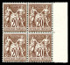 ** N°67, 20c Brun-lilas Type I, Bloc De Quatre Bord De Feuille, Fraîcheur Postale, Très Bon Centrage. SUPERBE. R.R.R (ce - 1876-1878 Sage (Typ I)