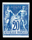 (*) N°73c, Non émis, Granet: 20c Bleu Foncé Non Dentelé. TB (signé Scheller/certificat)  Qualité: (*) - 1876-1878 Sage (Typ I)