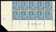 ** N°114, 25c Bleu Type I En Bloc De 10 Exemplaires Bas De Feuille Avec Numéro, Très Bon Centrage, R.R.R (certificat)  Q - 1900-02 Mouchon