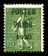 ** N°25, 15c Vert-olive Surchargé 'POSTES PARIS 1920', Fraîcheur Postale. SUP (certificat)  Qualité: **  Cote: 600 Euros - 1893-1947