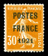 (*) N°35, 30c Orange Surchargé 'POSTE FRANCE 1921', Bon Centrage, RARE DANS CETTE QUALITE, SUPERBE (signé Brun/certifica - 1893-1947