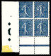 ** N°132a, 25c Semeuse Bleu Foncé, Spectaculaires Variétés De Pli Accordéon Ainsi Que De Déformation De L’impression Sur - Unused Stamps