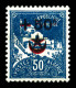* N°66a, +50c Sur 50c Bleu: Double Surcharge Noire Et Rouge. TTB. R. (signé Brun/certificat)  Qualité: *  Cote: 700 Euro - Unused Stamps