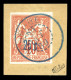 O N°7, 25c Sur 40c Orange Surcharge Bleu Pâle, Sur Son Support. SUP. R.R. (signé Calves/certificats)  Qualité: Oblitéré  - Used Stamps