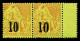 ** N°4C Et 4B, 10 Sur 20c Brique Sur Vert: Types III Et IV Se Tenant En Paire Bord De Feuille (positions 124 Et 125), Fr - Unused Stamps