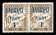 * Taxe N°2a, 1a Sur 10c Brun En Paire Avec Variété De Surcharge Renversée, TB. R. (signé Brun/Certificat)  Qualité: *  C - Unused Stamps