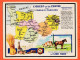 10105 ● Chromo Carte Géographique Région OUEST & CENTRE Du Bassin PARISIEN Chevaux Pomme Pub Cirage LION NOIR 10x13 - Geografía