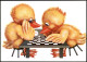 Motivkarte Thema Schach (Chess) Enten-Küken Beim Schachspielen 1989 - Contemporain (à Partir De 1950)