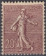 SEMEUSE LIGNEE YT N°131a 20c Brun-Lilas Foncé NEUF** - 1903-60 Säerin, Untergrund Schraffiert