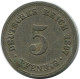 5 PFENNIG 1897 A GERMANY Coin #DB143.U.A - 5 Pfennig