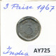 3 PAISE 1967 INDIA Coin #AY725.U.A - Inde