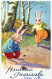 OSTERN KANINCHEN Vintage Ansichtskarte Postkarte CPA #PKE282.DE - Pâques