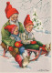 Neujahr Weihnachten GNOME Vintage Ansichtskarte Postkarte CPSM #PBL885.DE - Nouvel An