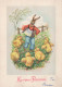 PASQUA CONIGLIO UOVO Vintage Cartolina CPSM #PBO397.IT - Easter