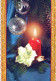 Buon Anno Natale CANDELA Vintage Cartolina CPSM #PAV612.IT - Neujahr