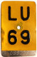 Velonummer Mofanummer Luzern LU 69. Erste Gelbe Kleine Töfflinummer LU. - Plaques D'immatriculation