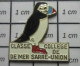 1618c Pin's Pins / Beau Et Rare : ANIMAUX / OISEAU MARIN MACAREUX COLLEGE DE MER SARRE-UNION - Animali