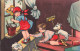 ILLUSTRATEURS - SIGNES - Boriss, Margret -  Enfants - Petite Fille - Garçon - Chien - Carte Postale Ancienne - Boriss, Margret