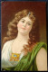 Cpa LITHO Epaisse Illustrateur Terni? Portrait Femme Fille  Ajoutis Bijoux Paillettes Timbre 5c Italiane Maurizio - Women