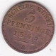 Royaume De Prusse, 3 Pfenninge 1865 A - Wilhelm I, KM# 482 - Kleine Munten & Andere Onderverdelingen