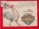 Carte Anniversaire Dessin Original Coq 1931 Signé Paul Et Elise Cachet Dos Rochancourt Architecte Abbeville Route Crotoy - Abbeville