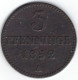 Meckl.-Schwerin Friedich Franz II. (1842-1883) 3 Pfennig 1852 A. (Cu.), Jaeger 56, AKS 48, Ss - Small Coins & Other Subdivisions