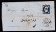 Timbre N° 14 Napoléon III  Bleu  Foncé  20 C   Sur Lettre  Départ Meulin  1856    Destination   Nantes - 1853-1860 Napoleon III