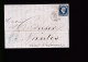 Timbre N° 14 Napoléon III  Bleu  Foncé  20 C   Sur Lettre   1856  Départ   Le Havre   Destination   Nantes - 1853-1860 Napoleone III