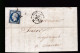 Timbre N° 14 Napoléon III  Bleu  Foncé  20 C   Sur Lettre  Etoile De Paris  1856    Destination   Nantes - 1853-1860 Napoléon III.