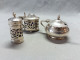 3 Antique Hallmarked Solid Silver Blue Glass Lined Condiment Jar And Shakers, Each Lined With Blue Glass - Jugendstil / Art Déco